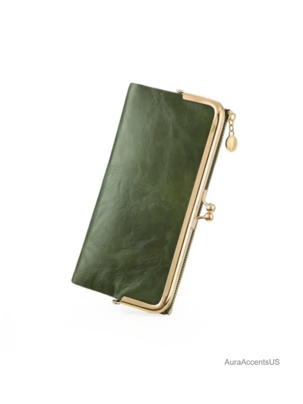 Women's Kiss Lock Bifold Wallet PU Leather Card Holder Clutch Purse
